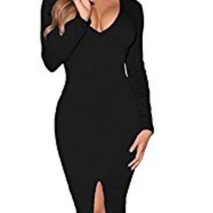 Black Club dress deep V neck